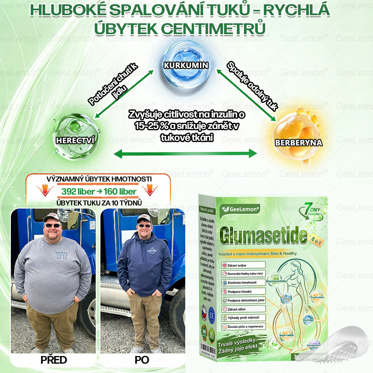 Oficiální český obchod ✨ 𝐆𝐞𝐞𝐋𝐞𝐦𝐨𝐧® 8v1 Nanomikrojehlicové náplasti na formování těla 🇨🇿 Pouze 1 použití denně ✅ Výsledky viditelné již za 7 dní – vhodné pro obezitu, kardiovaskulární zdraví, cukrovku a problémy s klouby. (Copy)