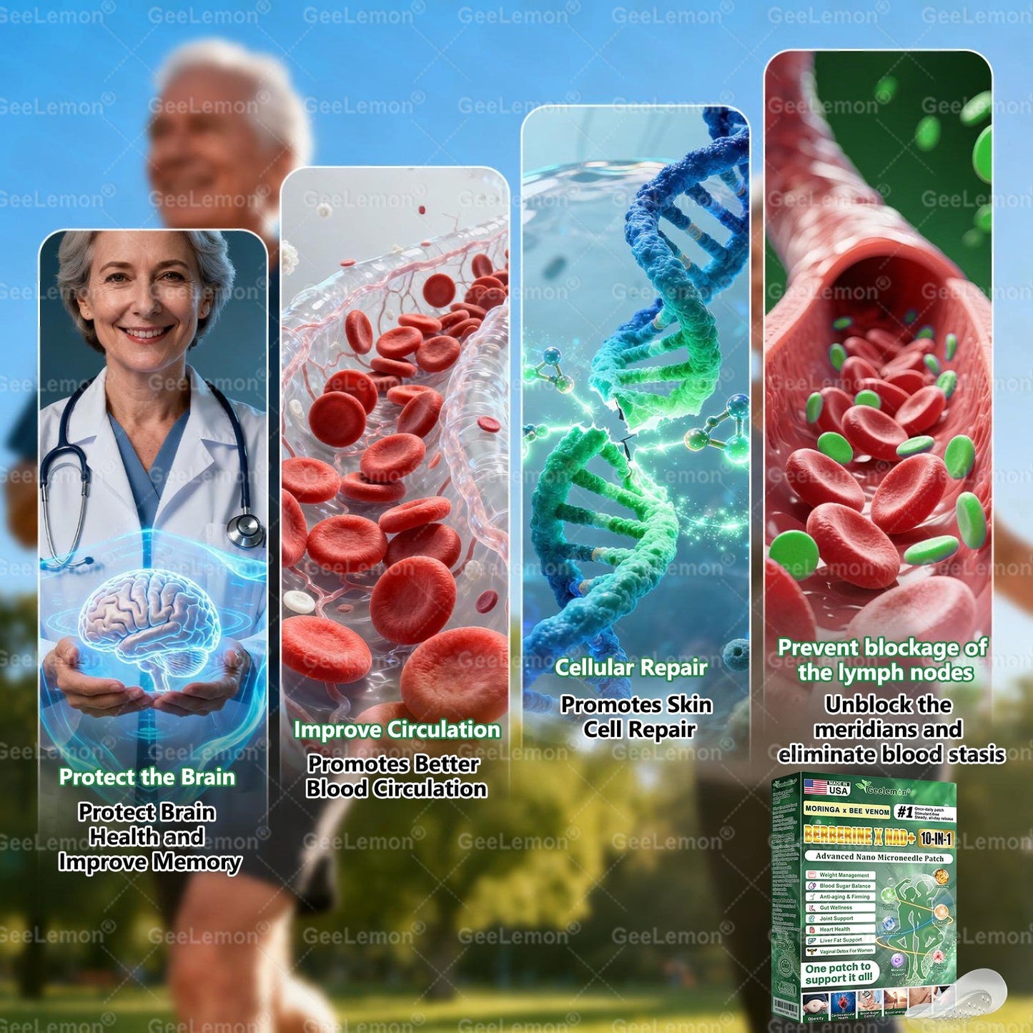 Moringa · Berberine x NAD+ 10-in-1 Advanced Nano Microneedle Patch