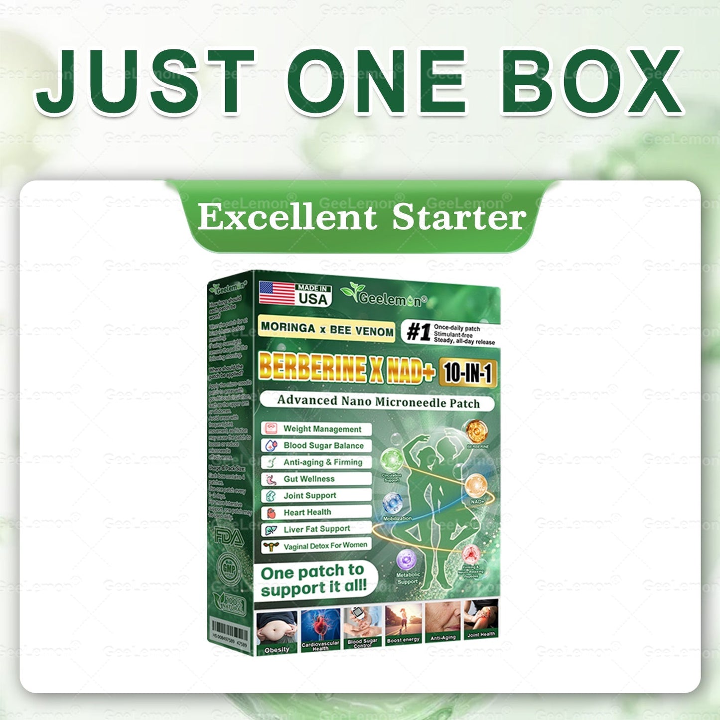 Moringa · Berberine x NAD+ 10-in-1 Advanced Nano Microneedle Patch
