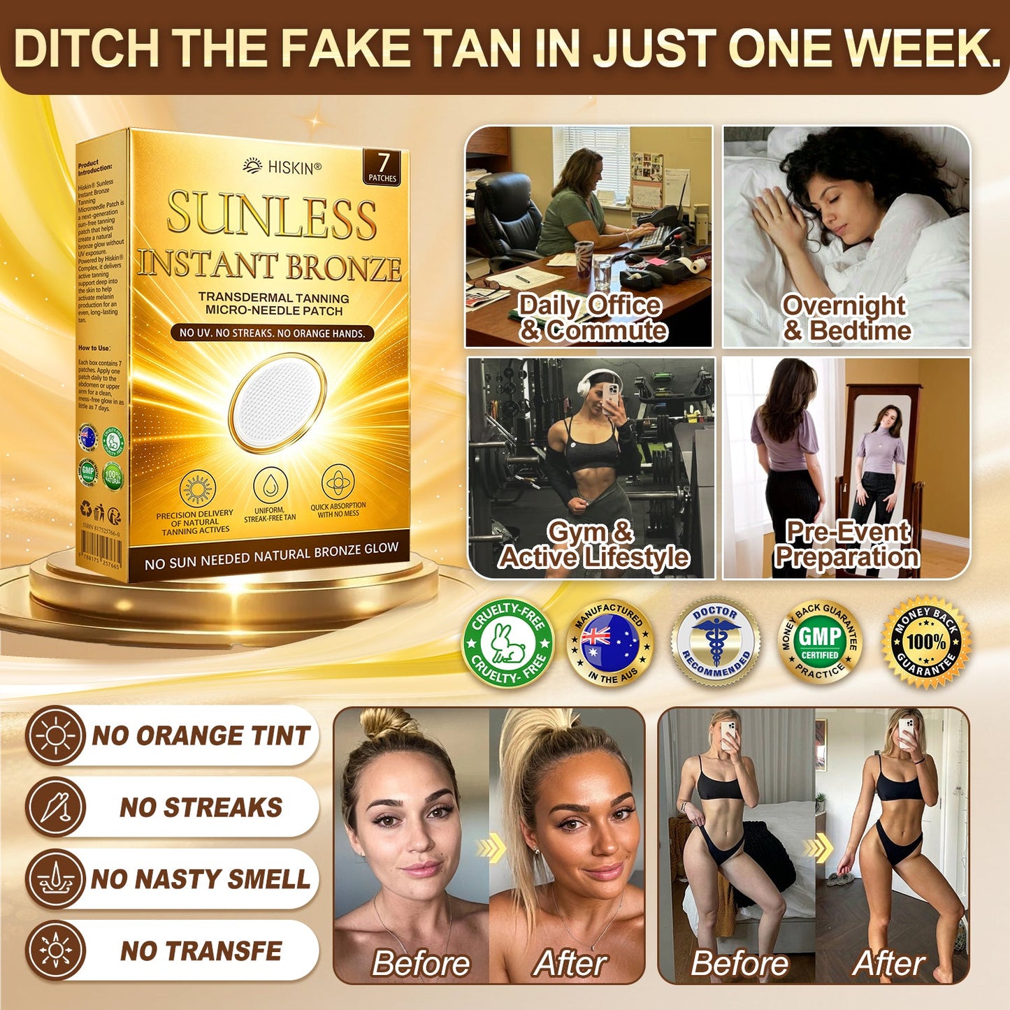 🔥𝑶𝒇𝒇𝒊𝒄𝒊𝒂𝒍 𝑺𝒕𝒐𝒓𝒆 | ☀️☀️ 𝐇𝐢𝐬𝐤𝐢𝐧® 𝐒𝐮𝐧𝐥𝐞𝐬𝐬 𝐈𝐧𝐬𝐭𝐚𝐧𝐭 𝐁𝐫𝐨𝐧𝐳𝐞 𝐓𝐚𝐧𝐧𝐢𝐧𝐠 𝐌𝐢𝐜𝐫𝐨𝐧𝐞𝐞𝐝𝐥𝐞 𝐏𝐚𝐭𝐜𝐡 🇦🇺 (𝐉𝐮𝐬𝐭 𝐨𝐧𝐜𝐞 𝐚 𝐝𝐚𝐲) 𝐕𝐢𝐬𝐢𝐛𝐥𝐞 𝐁𝐫𝐨𝐧𝐳𝐞 𝐆𝐥𝐨𝐰 𝐢𝐧 𝟕 𝐃𝐚𝐲𝐬 ✅ 𝐍𝐨 𝐔𝐕, 𝐍𝐨 𝐎𝐫𝐚𝐧𝐠𝐞, 𝐍𝐨 𝐒𝐭𝐫𝐞𝐚𝐤𝐬, 𝐍𝐨 𝐃𝐇𝐀, 𝐍𝐨 𝐌𝐞𝐬𝐬.